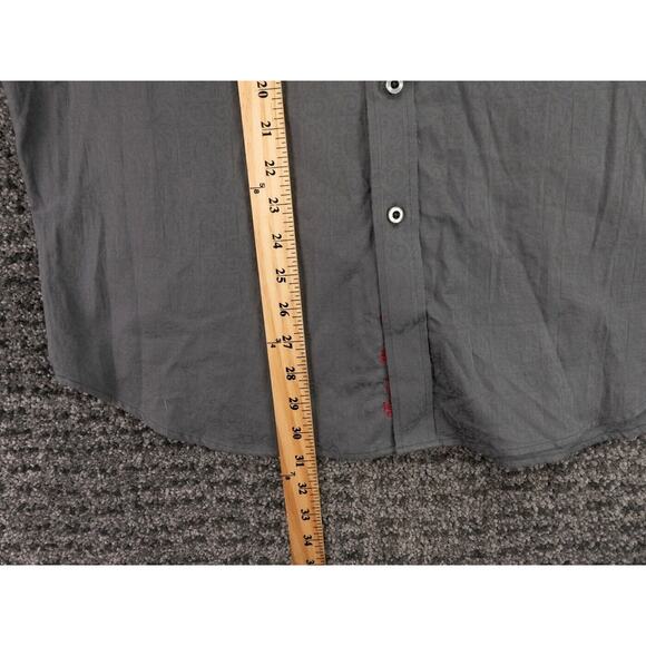 Robert Graham Shirt Mens Large Gray Jacquard Flourish Geomteric Print Designer - Picture 12 of 16